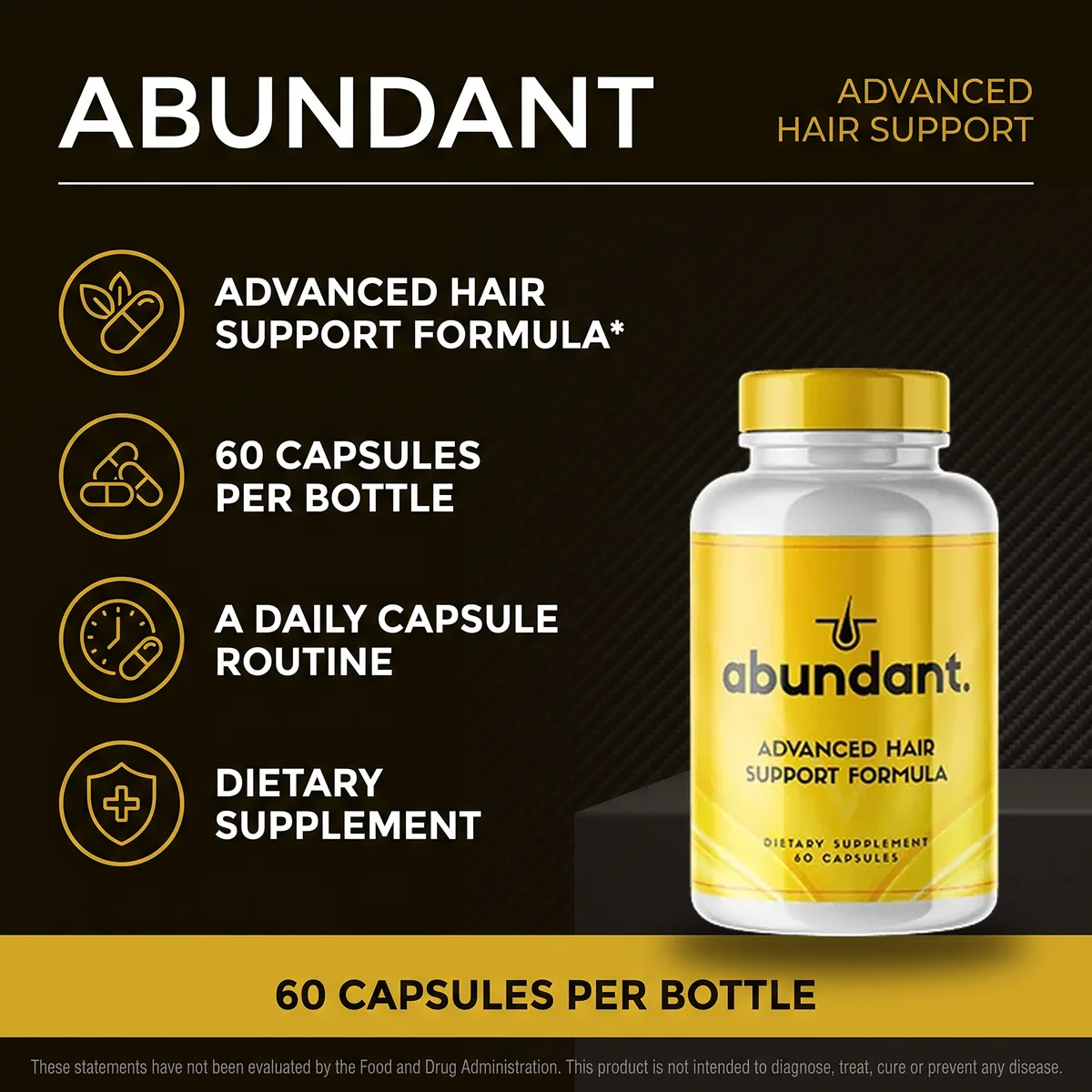 Abundant advanced hair support formula: a simple daily capsule with 60 per bottle