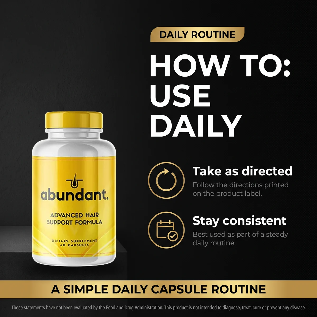 How to use Abundant daily: take as directed and stay consistent with one capsule a day