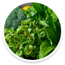 Leafy green vegetables rich in folate